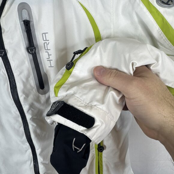 HYRA Women’s White Green Ski Jacket Hooded Insulated Snowboard Coat Large - Picture 2 of 6